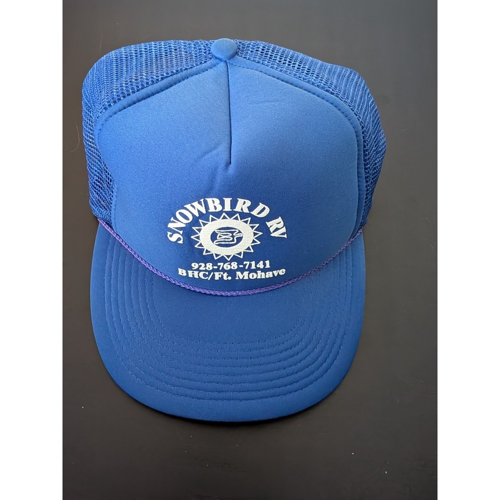 Vintage Snowbird RV Ft. Mohave Hat Blue Trucker Snapback Cobra Caps
